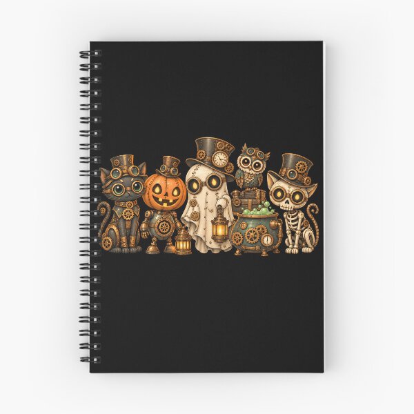 Item preview, Steampunk Halloween Crew – Spooky Cat Pumpkin Ghost Owl & Skeleton designed and sold by ArcaneArtistry.
