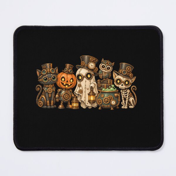 Item preview, Steampunk Halloween Crew – Spooky Cat Pumpkin Ghost Owl & Skeleton designed and sold by ArcaneArtistry.