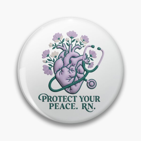 Item preview, RN Protect Your Peace 3D Puffy Floral Heart | Aesthetic Nurse designed and sold by The Niche Lab.