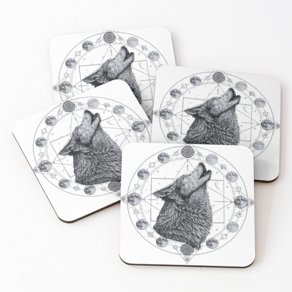 Item preview, Mystical Wolf Sacred Geometry Celestial Moon Art designed and sold by MundusArcanus.
