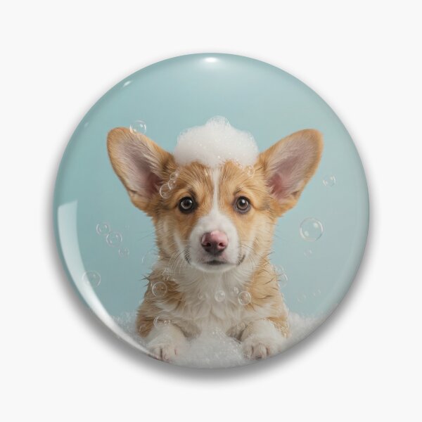 Item preview, Baby Pembroke Welsh Corgi Bubble Bath Nursery Bathroom Art designed and sold by LazyOwlStore.