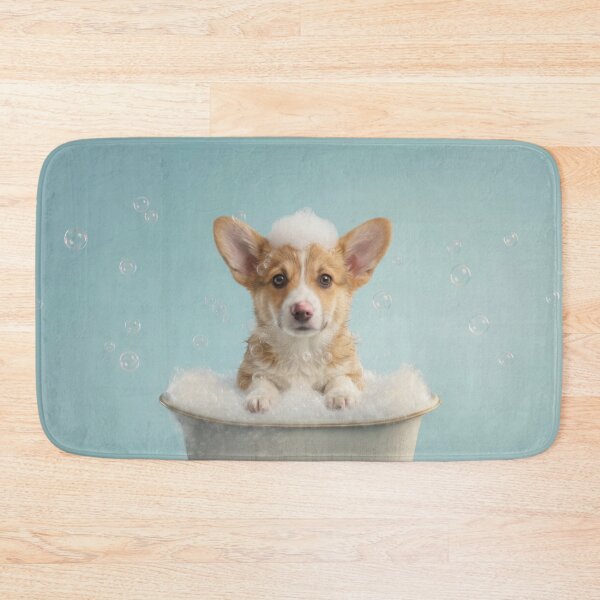 Item preview, Baby Pembroke Welsh Corgi Bubble Bath Nursery Bathroom Art designed and sold by LazyOwlStore.