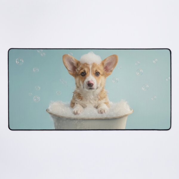 Item preview, Baby Pembroke Welsh Corgi Bubble Bath Nursery Bathroom Art designed and sold by LazyOwlStore.