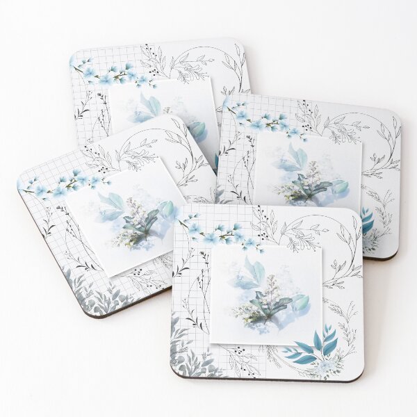 Item preview, Blue Floral Botanical Grid & Minimalist Line Art Collage designed and sold by Verantia.