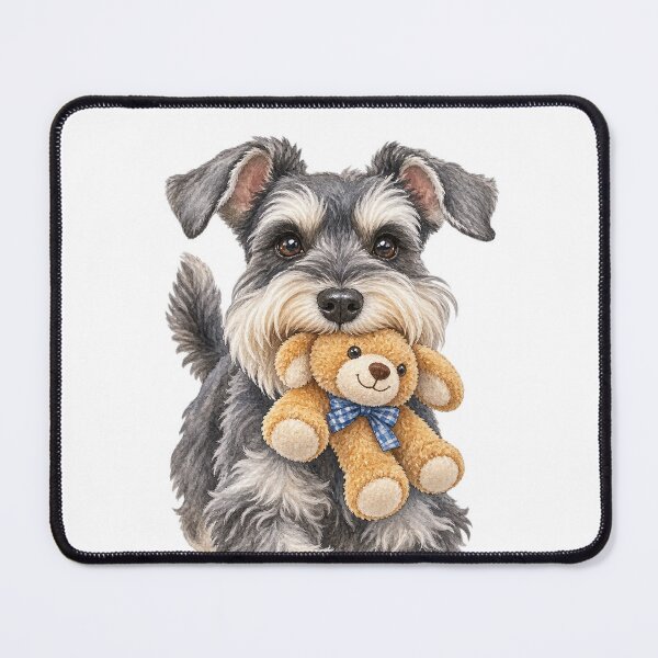 Item preview, Happy Schnauzer Running With His Teddy Bear designed and sold by Russell Thorne.