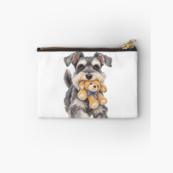 Item preview, Happy Schnauzer Running With His Teddy Bear designed and sold by Russell Thorne.