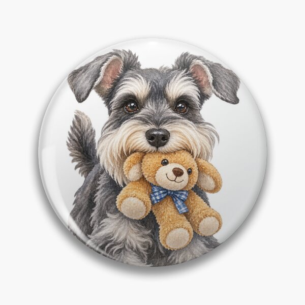 Item preview, Happy Schnauzer Running With His Teddy Bear designed and sold by Russell Thorne.