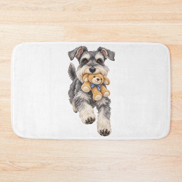 Item preview, Happy Schnauzer Running With His Teddy Bear designed and sold by Russell Thorne.