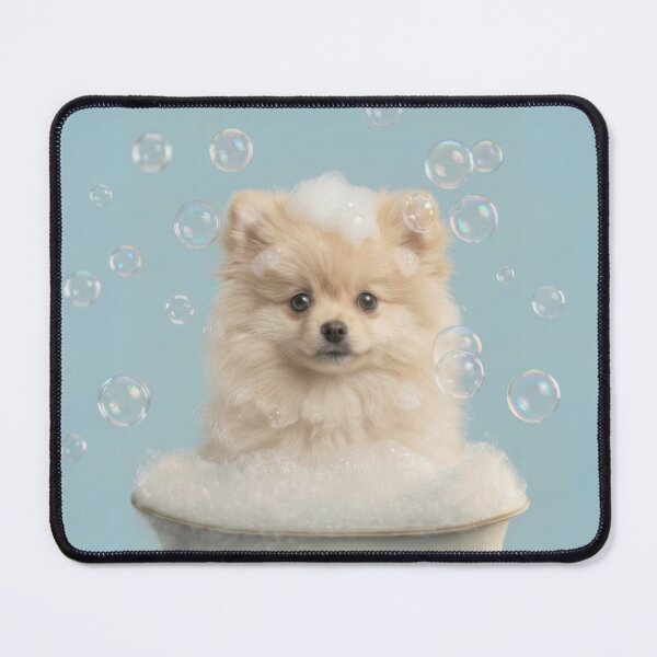 Item preview, Baby Pomeranian Bubble Bath Cute Nursery Bathroom Wall Art designed and sold by LazyOwlStore.