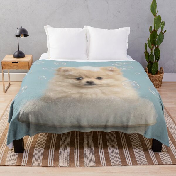 Item preview, Baby Pomeranian Bubble Bath Cute Nursery Bathroom Wall Art designed and sold by LazyOwlStore.