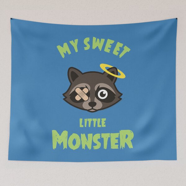 Item preview, My Sweet Little Monster Cute Raccoon Halo Bandage Graphic designed and sold by artworkathome.