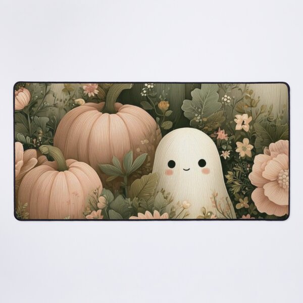 Item preview, Cute Ghosts in Cottagecore Floral Garden — Muted Pastel Pumpkin Seamless Pattern designed and sold by LYAN-STORE.