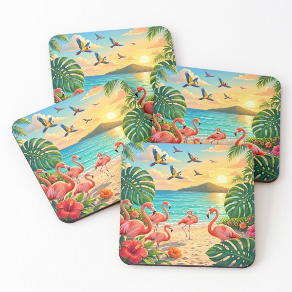 Item preview, Tropical Flamingo Paradise Beach Sunset designed and sold by Herodestroyer.