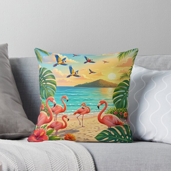 Item preview, Tropical Flamingo Paradise Beach Sunset designed and sold by Herodestroyer.