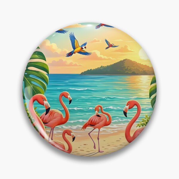 Item preview, Tropical Flamingo Paradise Beach Sunset designed and sold by Herodestroyer.