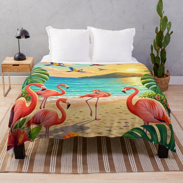 Item preview, Tropical Flamingo Paradise Beach Sunset designed and sold by Herodestroyer.