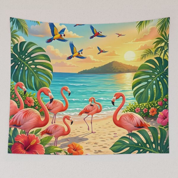 Item preview, Tropical Flamingo Paradise Beach Sunset designed and sold by Herodestroyer.