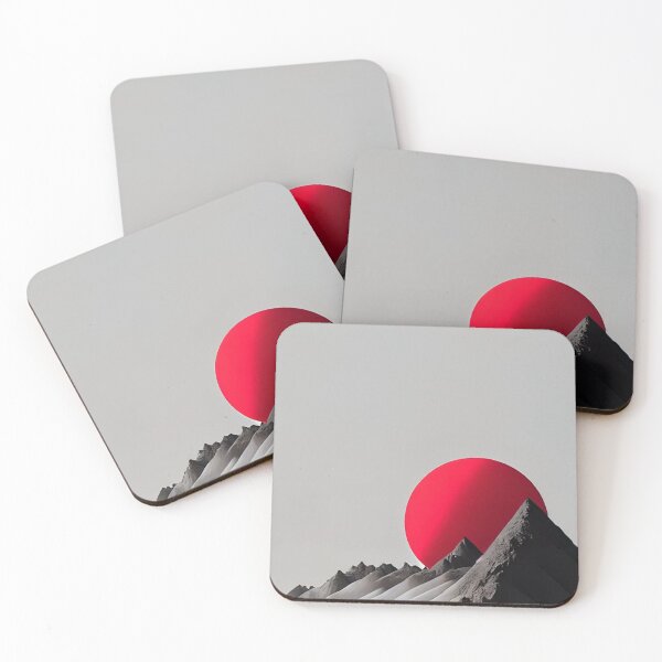 Item preview, Minimalist Red Sun Mountain Landscape — Surreal Japanese Aesthetic Art designed and sold by LYAN-STORE.