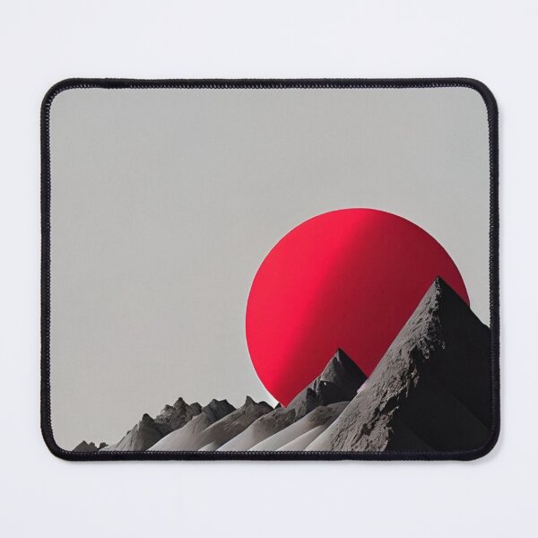 Item preview, Minimalist Red Sun Mountain Landscape — Surreal Japanese Aesthetic Art designed and sold by LYAN-STORE.