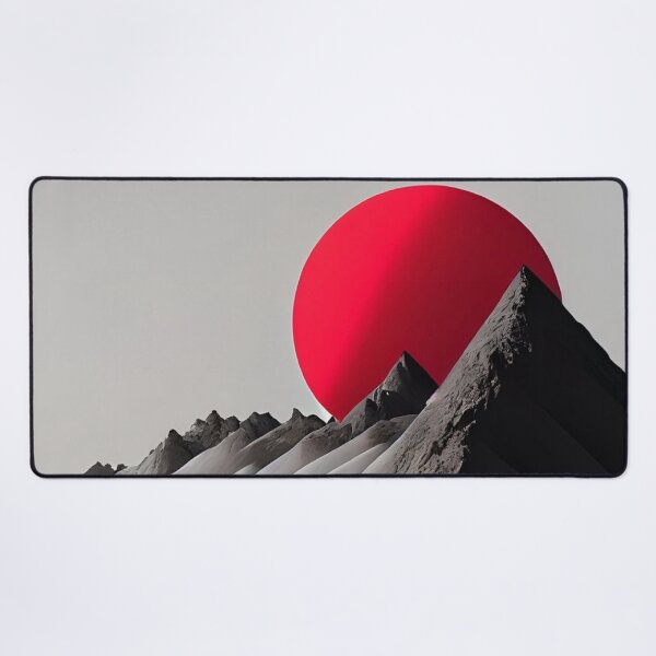 Item preview, Minimalist Red Sun Mountain Landscape — Surreal Japanese Aesthetic Art designed and sold by LYAN-STORE.