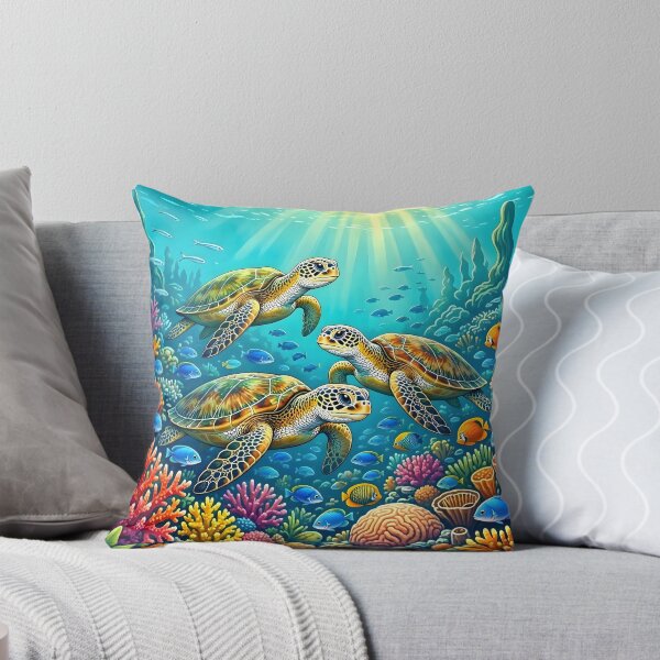 Item preview, Vibrant Sea Turtles Underwater Coral Reef designed and sold by Herodestroyer.