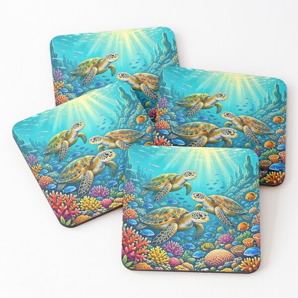 Item preview, Vibrant Sea Turtles Underwater Coral Reef designed and sold by Herodestroyer.