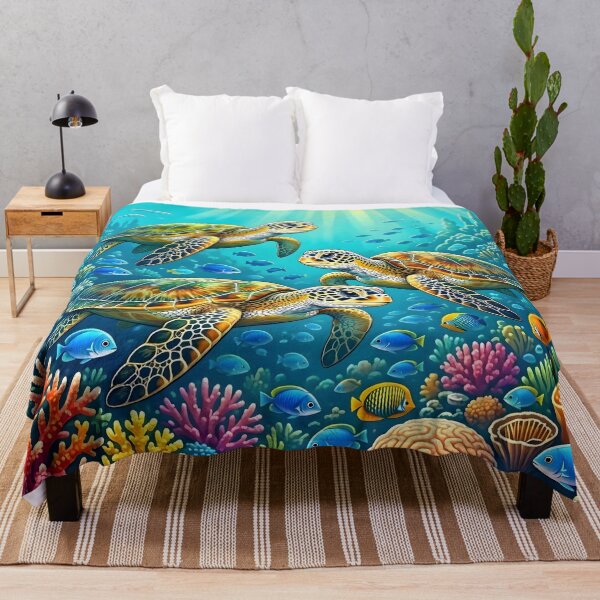 Item preview, Vibrant Sea Turtles Underwater Coral Reef designed and sold by Herodestroyer.