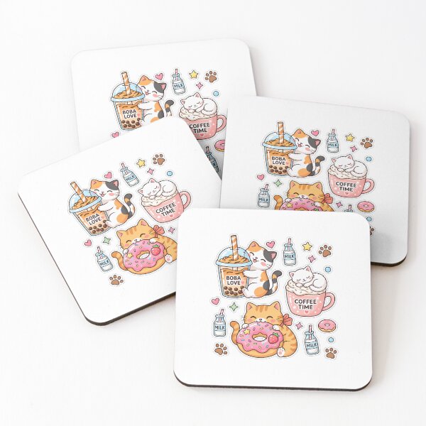 Item preview, Kawaii Cats Boba Coffee and Donuts designed and sold by ShairoArt.