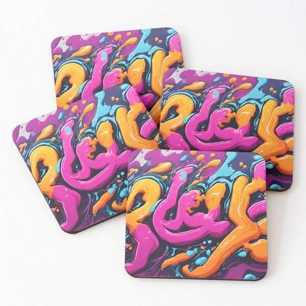 Item preview, Magenta & Amber Liquid Script - Swirling Street Art Mural | 062 designed and sold by City Graffix Design Co..