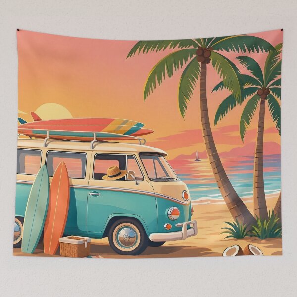 Item preview, Vintage Surf Van Tropical Beach Sunset designed and sold by Herodestroyer.