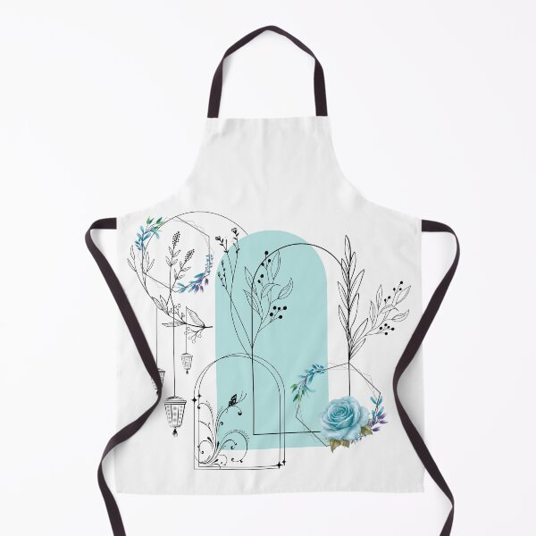 Item preview, Blue Rose & Light Teal Geometric Arch Botanical Line Art designed and sold by Verantia.