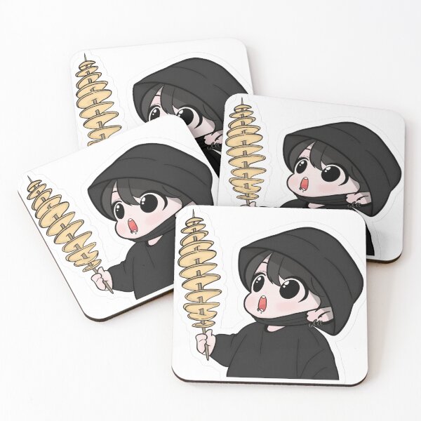 Item preview, Cute Grim Reaper Eating Giant Spiral Potato Cartoon Sticker designed and sold by BlackSyeth.