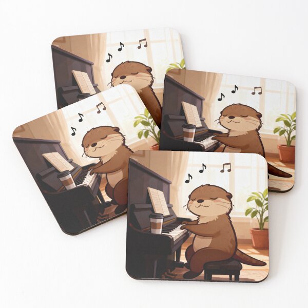 Item preview, Sea Otter Playing Piano with Coffee designed and sold by Otterbean.