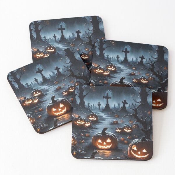 Item preview, Haunted Castle and Pumpkin Patch Graveyard — Spooky Halloween Night designed and sold by LYAN-STORE.