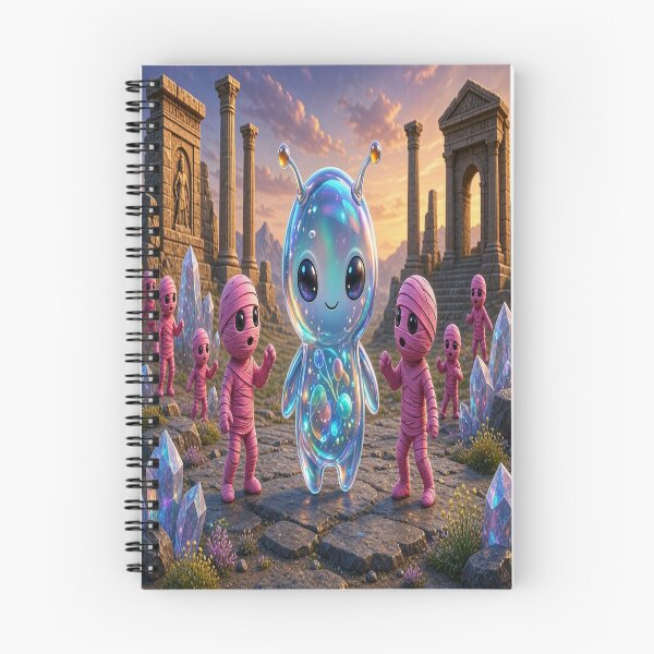 Item preview, Cute Alien Medanix Halloween Mummy - Whimsical Ancient Ruins Art designed and sold by Breezes-of-Ida.