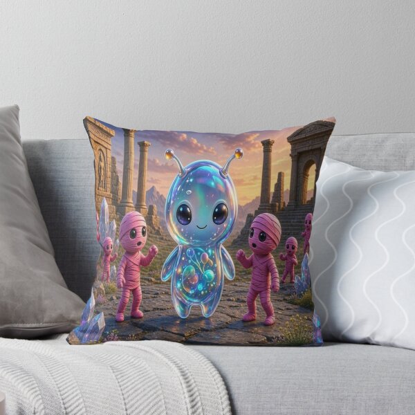 Item preview, Cute Alien Medanix Halloween Mummy - Whimsical Ancient Ruins Art designed and sold by Breezes-of-Ida.