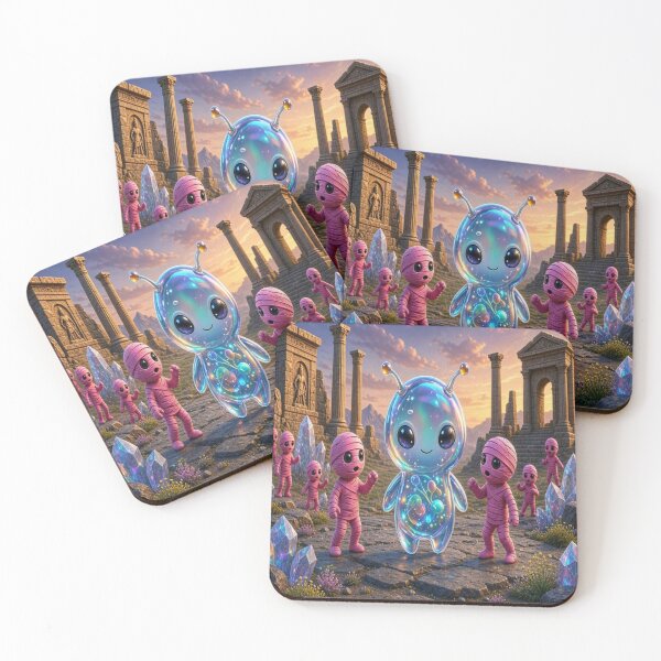 Item preview, Cute Alien Medanix Halloween Mummy - Whimsical Ancient Ruins Art designed and sold by Breezes-of-Ida.