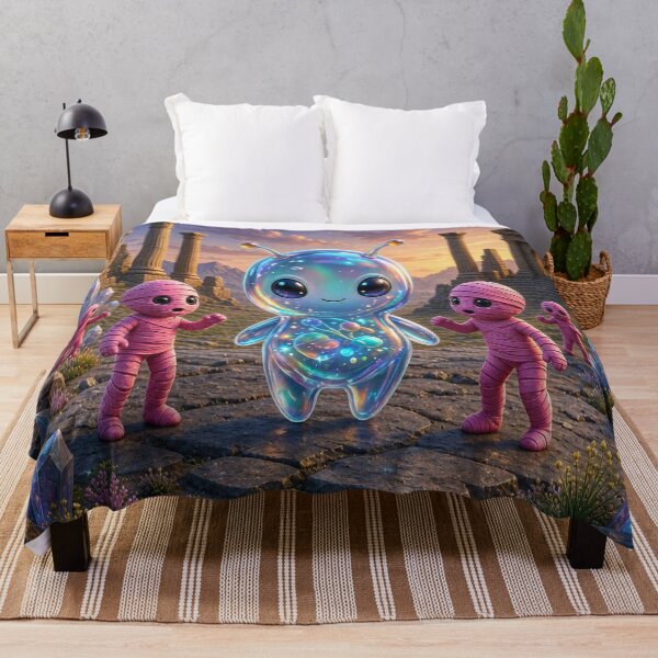 Item preview, Cute Alien Medanix Halloween Mummy - Whimsical Ancient Ruins Art designed and sold by Breezes-of-Ida.