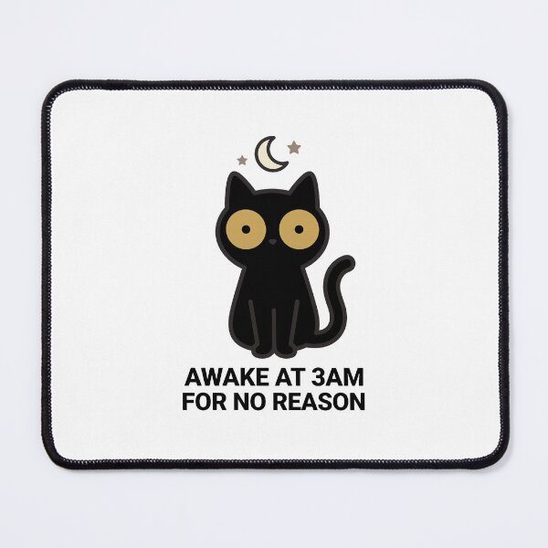Item preview, Awake At 3AM For No Reason - Wide Eyed Black Cat Funny Insomnia Sticker designed and sold by Sunday Social Club.