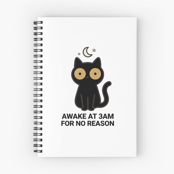 Item preview, Awake At 3AM For No Reason - Wide Eyed Black Cat Funny Insomnia Sticker designed and sold by Sunday Social Club.