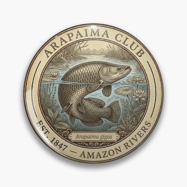 Item preview, Arapaima Club Amazon Rivers Vintage Badge designed and sold by CalmCapy Co.