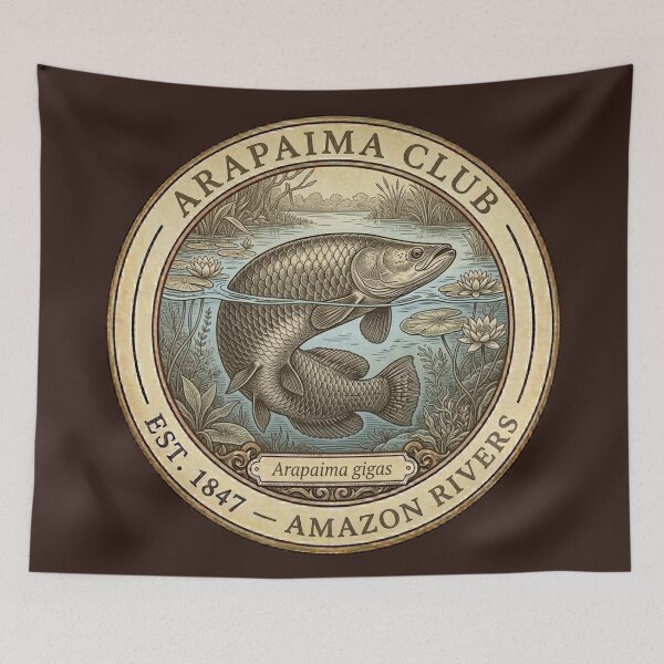 Item preview, Arapaima Club Amazon Rivers Vintage Badge designed and sold by CalmCapy Co.