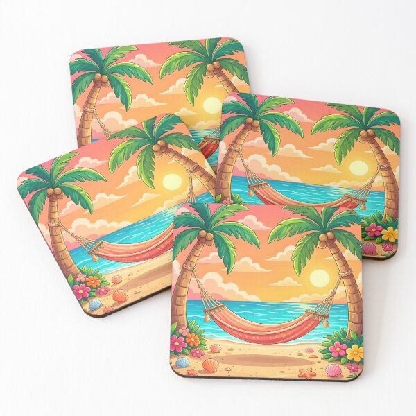 Item preview, Tropical Beach Hammock Sunset Palm Trees designed and sold by Herodestroyer.