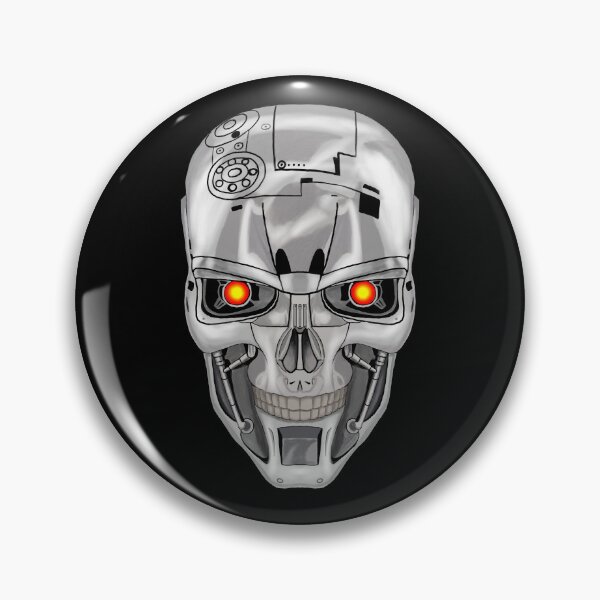 Item preview, Futuristic Metallic Cyborg Skull with Glowing Red Eyes designed and sold by URSM.