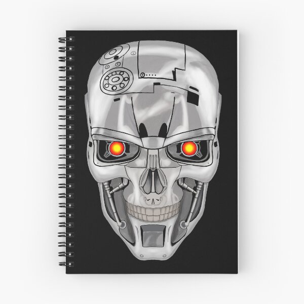 Item preview, Futuristic Metallic Cyborg Skull with Glowing Red Eyes designed and sold by URSM.
