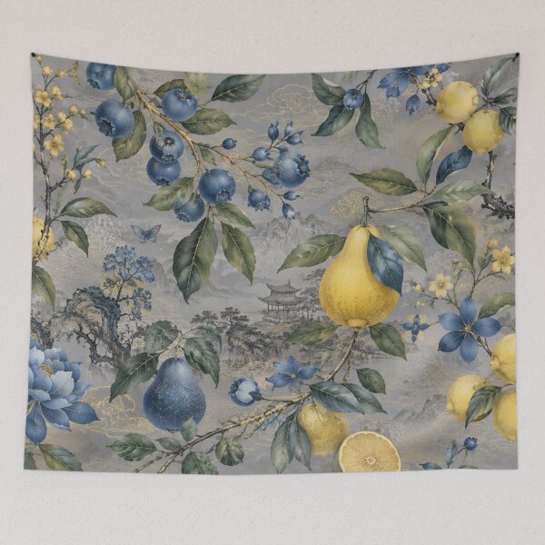 Item preview, Botanical elements combined with a delicate East Asian landscape designed and sold by Sigtrix.