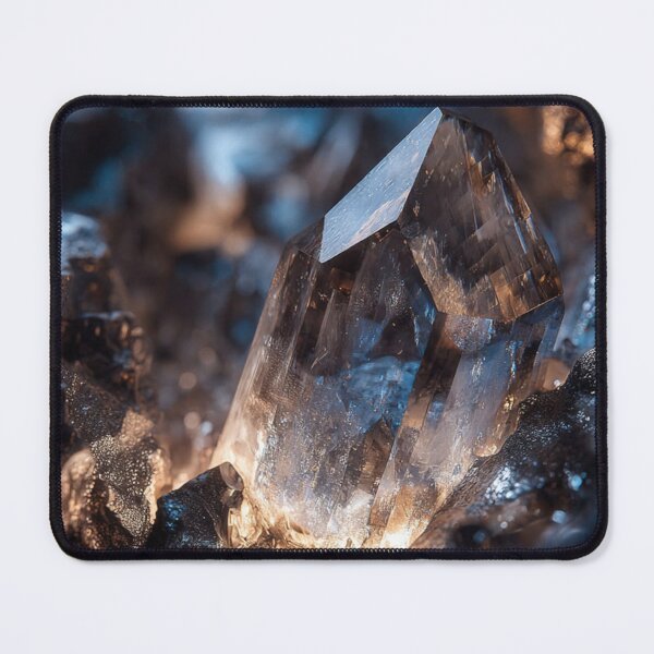 Item preview, Glowing Quartz Crystal Gemstone Macro — Dark Mineral Cave Photo Print designed and sold by LYAN-STORE.