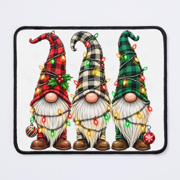 Item preview, Cute Plaid Christmas Gnomes With Fairy Lights designed and sold by DYAFLK.