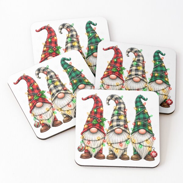 Item preview, Cute Plaid Christmas Gnomes With Fairy Lights designed and sold by DYAFLK.