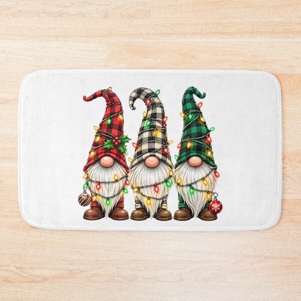 Item preview, Cute Plaid Christmas Gnomes With Fairy Lights designed and sold by DYAFLK.